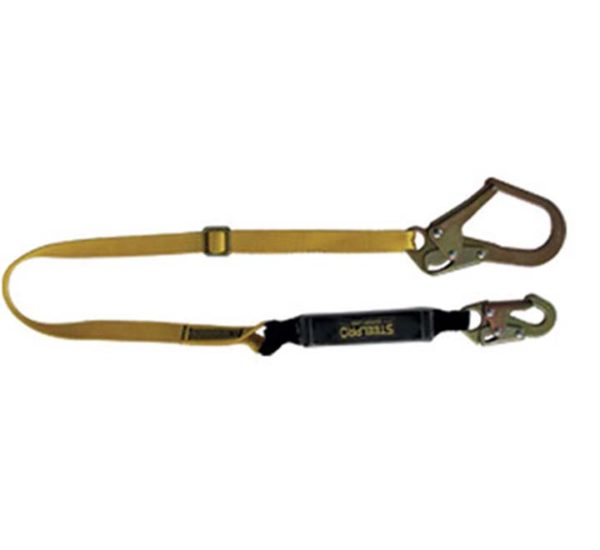 ESLINGA ANTICAIDA AJUSTABLE CON ABSORVEDOR DE ENERGIA REF.LA 011 HUTT. STEELPRO.