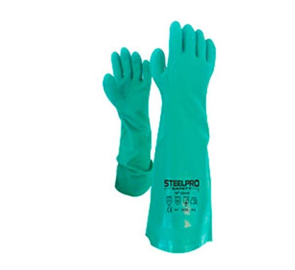 GUANTE STEELPRO NITRILSAFE VERDE 18" 22Mil