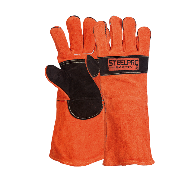 GUANTE SOLDADOR AZUL / NARANJA NEGRO 14 " STEELPRO
