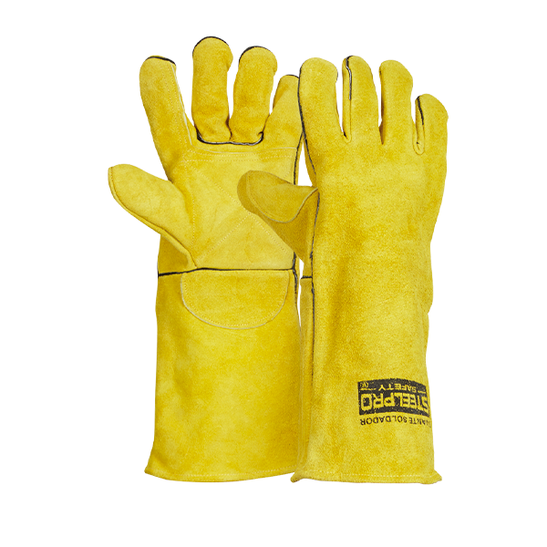 GUANTE SOLDADOR AMARILLO DE 16. MARCA STEELPRO.