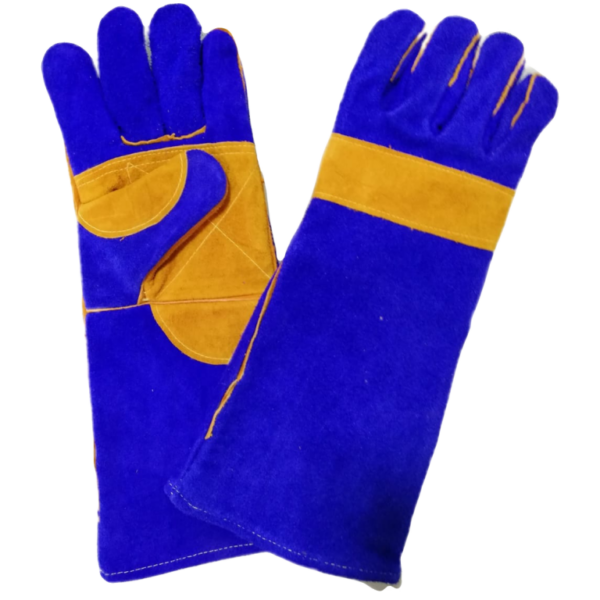 GUANTE SOLDADOR BG3515C 16" AZUL REF_PALMA, PULGAR Y NUDILLOS HILO KEVLAR MATA CHISPA, DULCEABRIGO